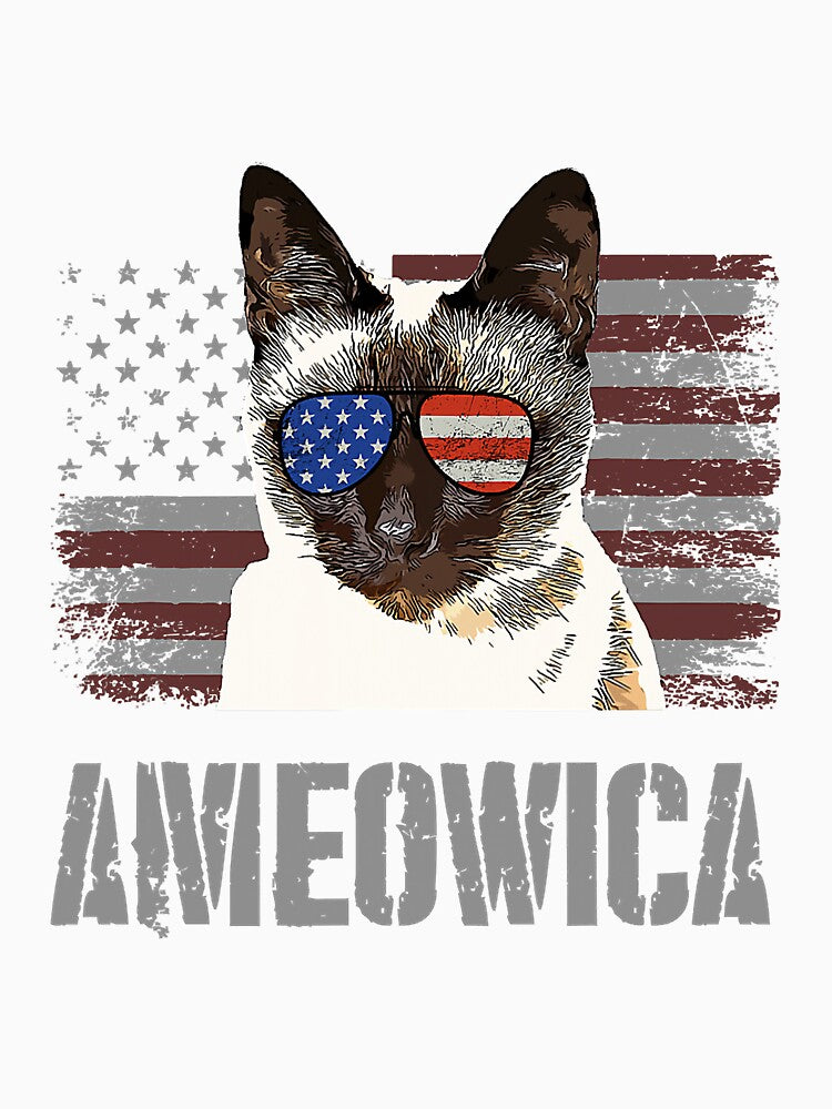 Siamese Cat Funny Ameowica Retro Usa by saragrant39