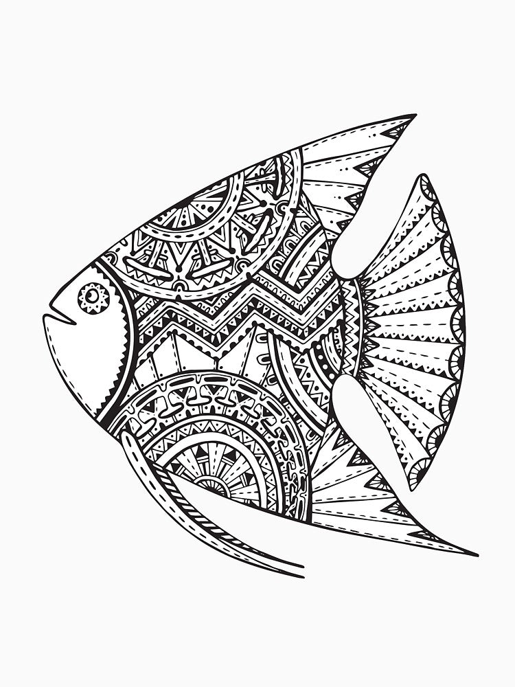 Hand Drawn Fish Art by JTS STORE