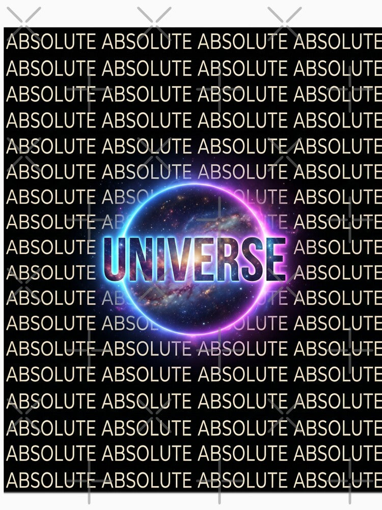 Absolute Universe Cosmic Typography – Repeating Text Pattern with Glowing Galaxy Core by ArtsyExplorer