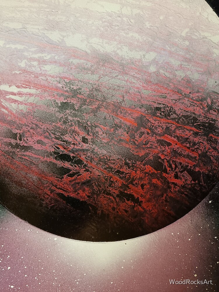 Spray paint art red planet by WoodRocksArt
