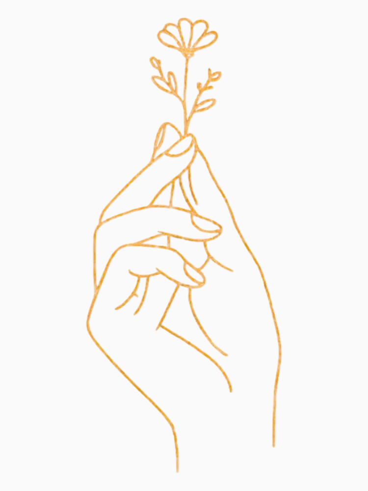 Minimal Line Art Hand Holding Wild Flower by MoonSoul Studio