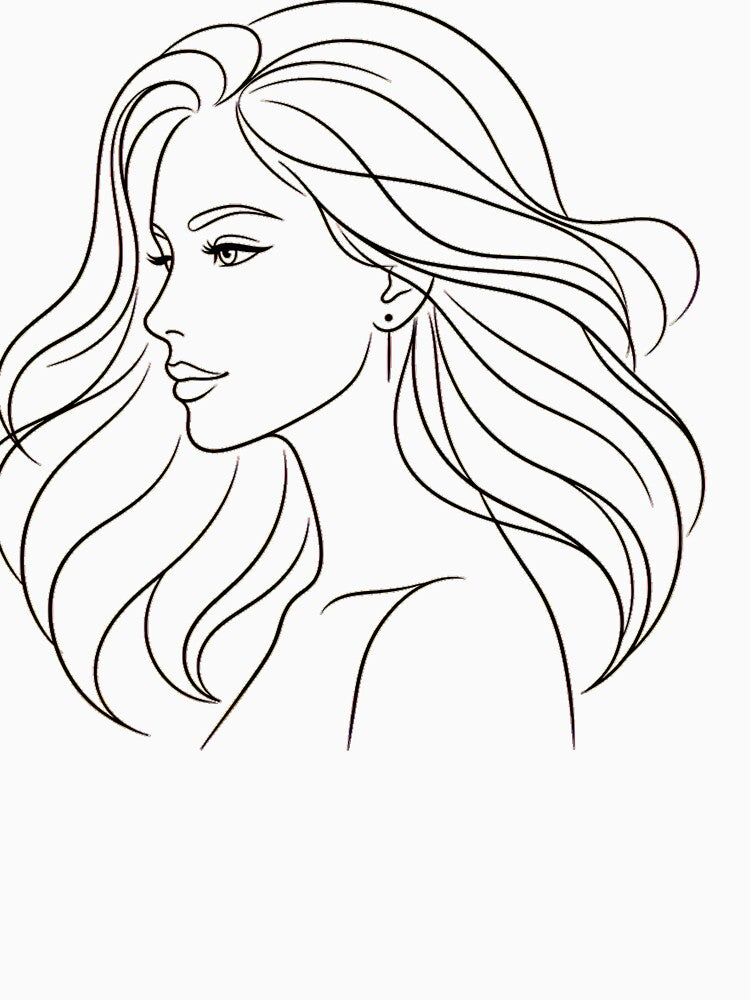 Elegant Woman Line Art Portrait – Minimalist Female Face Illustration | Aesthetic Beauty Drawing by Morden-Design