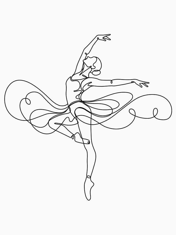 Black One Line Drawing - Dancing Ballerina by altandesign
