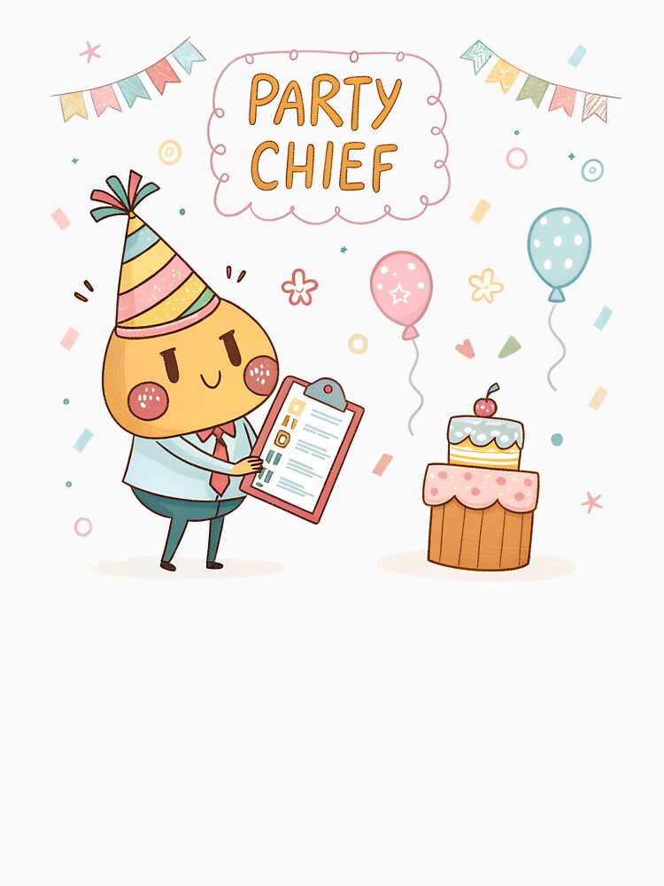 Party Chief Kawaii Event Planner – Cute Party Organizer Illustration by VividOrganica