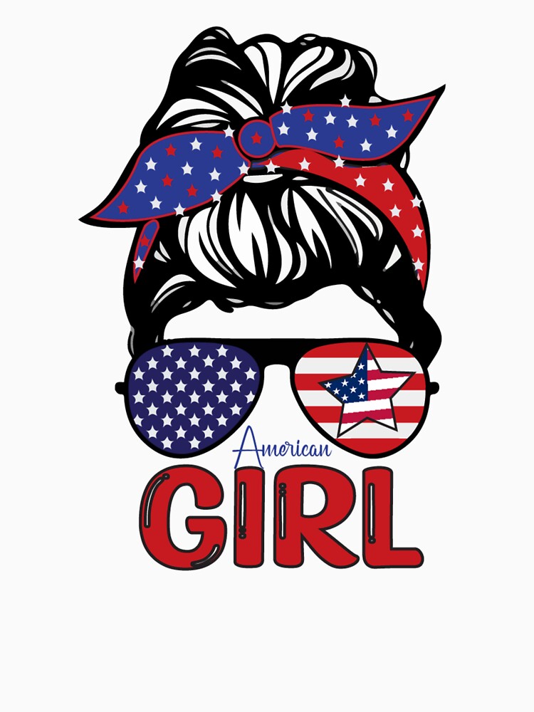 American Girl, Patriot Girl, Patriotic T-shirt by JoesCornerStore