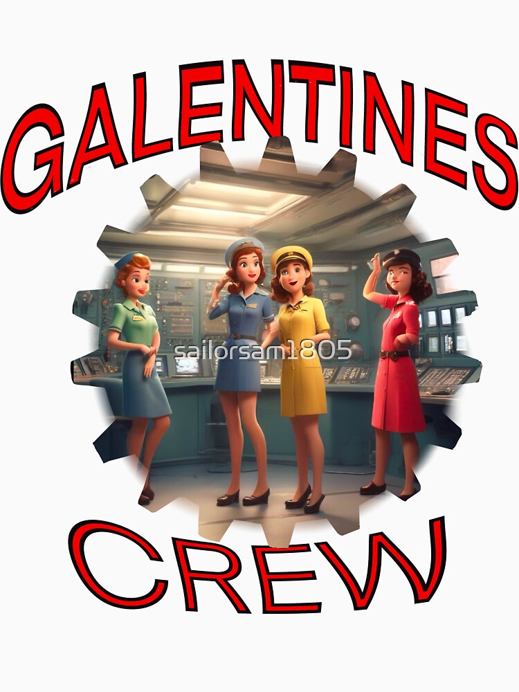 Cartoony Very Cool American Girls Galentines crew on submarine on Galentines day and Galentines party, gift idea for Galentines day by sailorsam1805