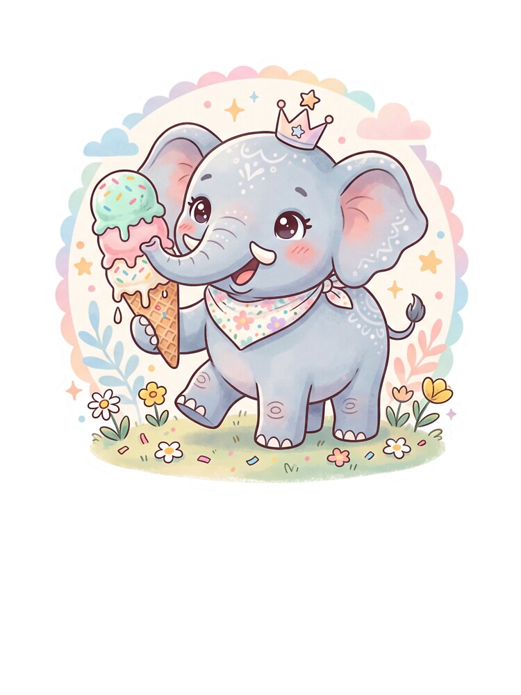 A Happy Elephant - Icecream Cone Soft Pink by DigitfanStudio