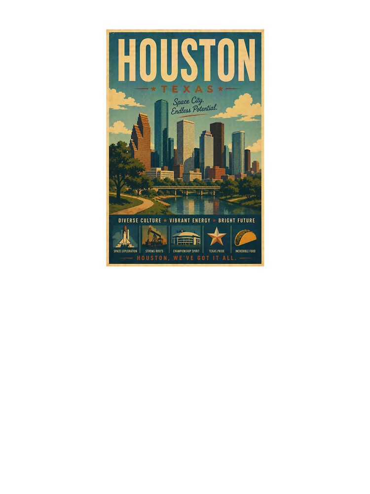 Houston Retro travel poster by JBWphotos