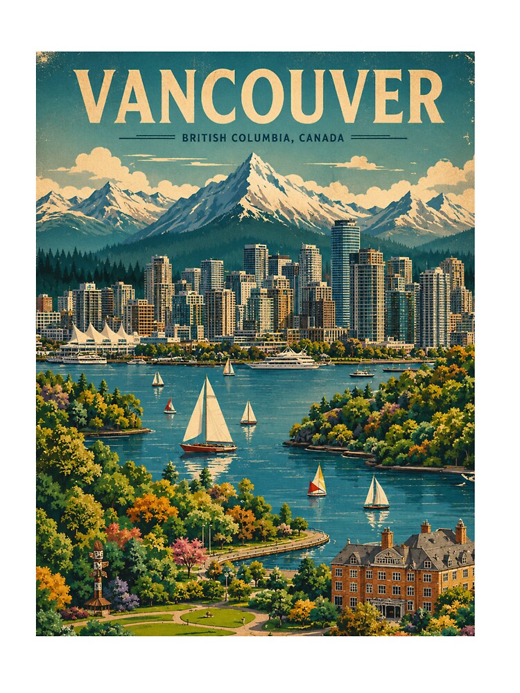 Vintage Travel Vancouver Poster by RyanEmanuele