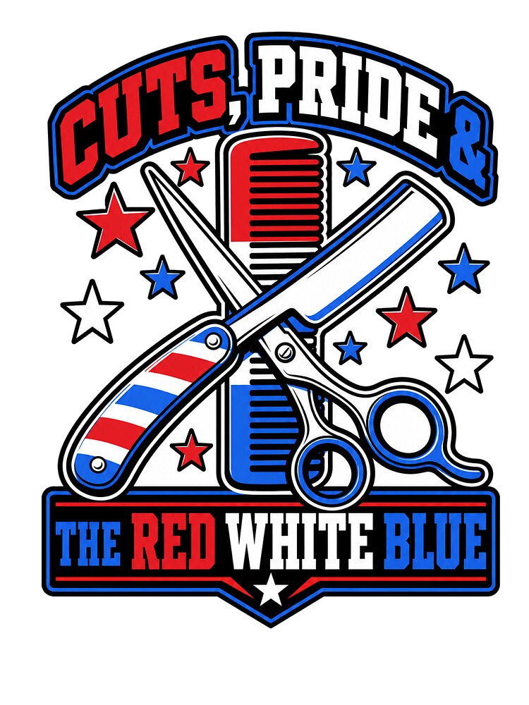 Patriotic Barber Cape 4th Of July Fade Master by VisualArtsOasis