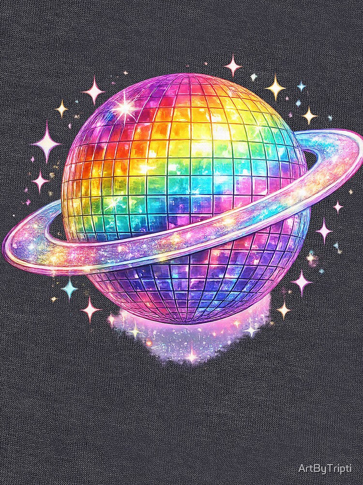 Rainbow Disco Planet Pride Design | LGBTQ Cosmic Galaxy Art | Colourful Space Pride Gift by ArtByTripti