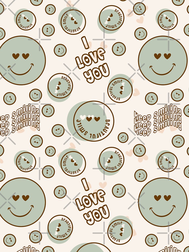 Cute smiley print - Sage Green by RSDigitalPrintDesign