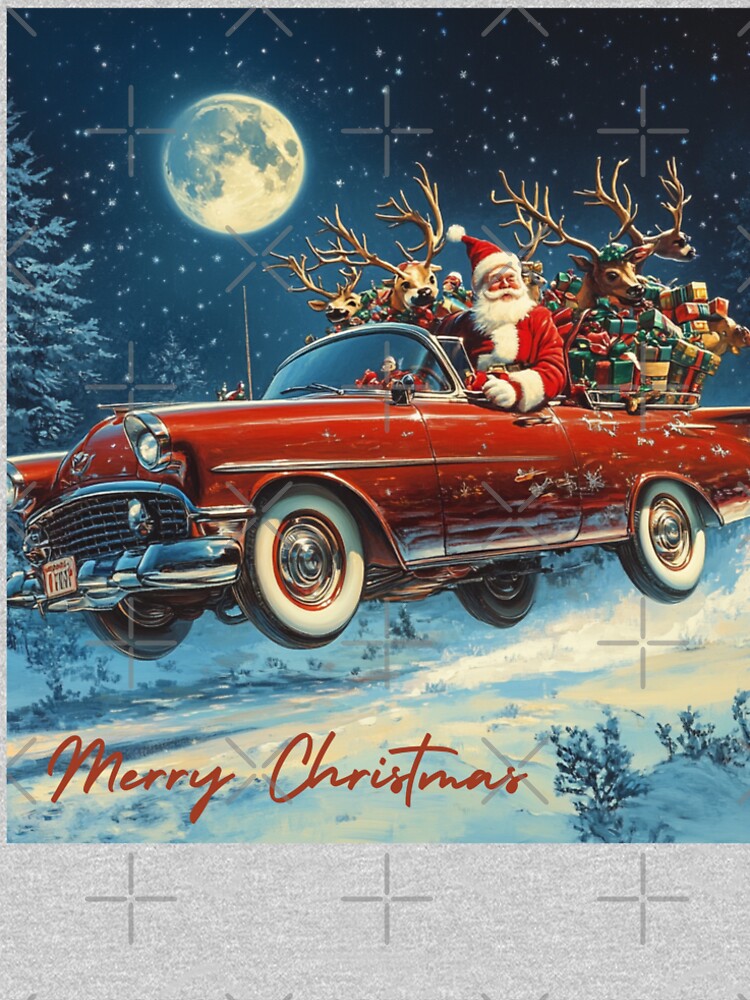 Crazy Santa Claus in a Classic Christmas Retro Car by The Art of Kkatarynka