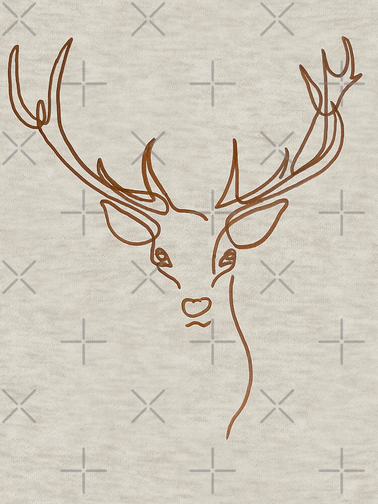 Elegant stag – One-line art in brown on white | Minimalist animal drawing & wall art by Art by M.H.