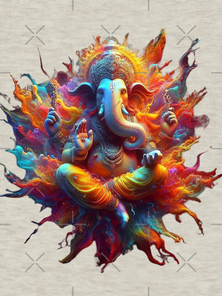 Copy of Ganesha pop art white background Holi festival by Toms Tee
