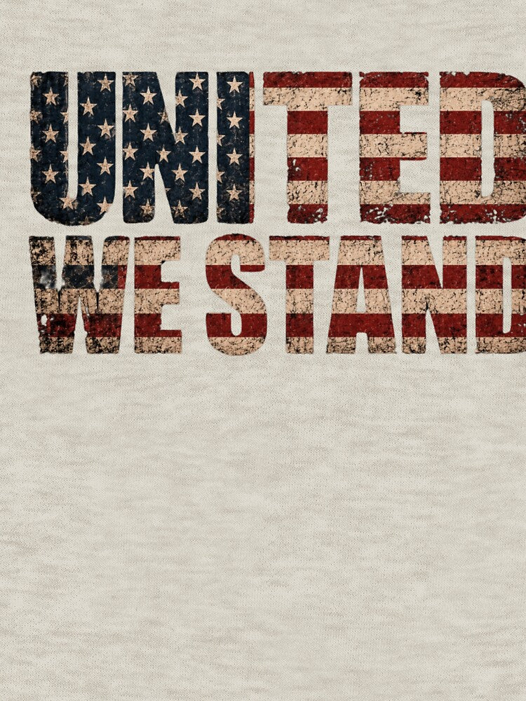 United We Stand American Flag Typography | Patriotic Distressed USA T-Shirt Design by Diesel outlaw