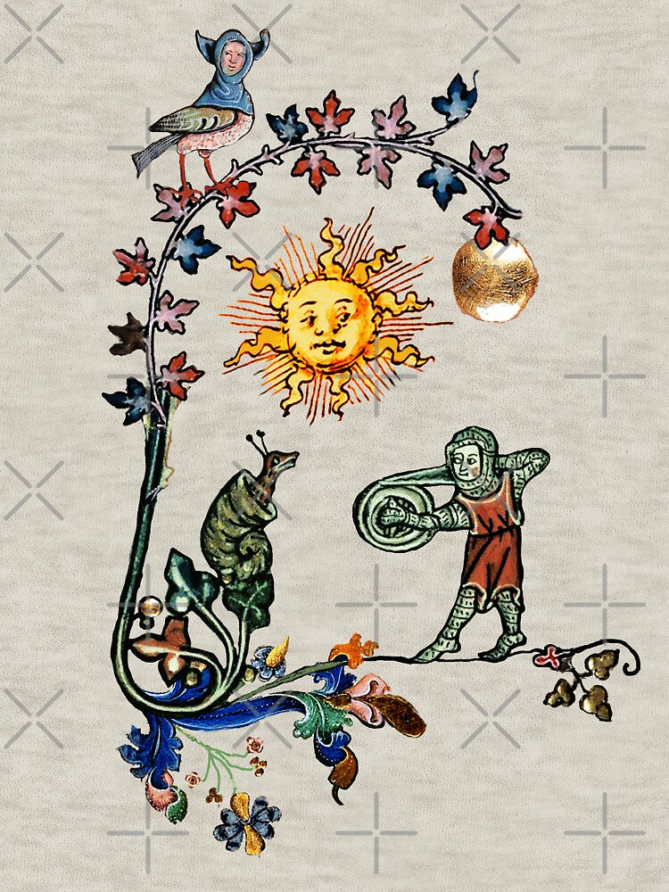WEIRD MEDIEVAL BESTIARY WAR ,KNIGHT COMBATTING  WITH GIANT SNAIL by BulganLumini