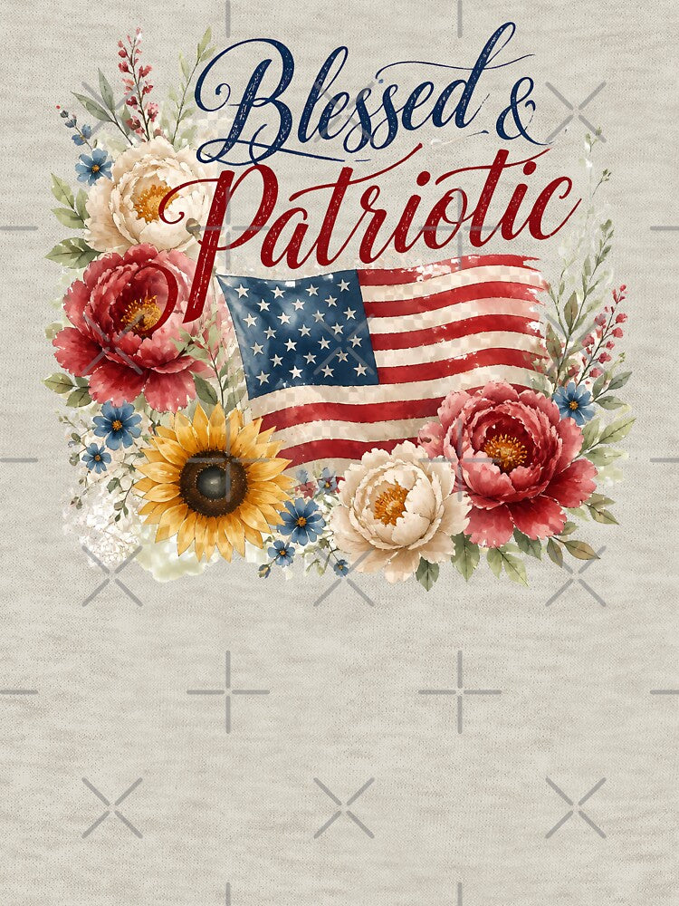 Blessed Patriotic Boho Floral America 250 July 4th by VectorJoy