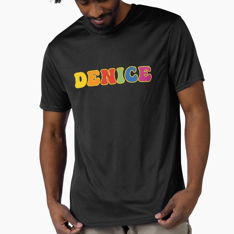 ❤️ Denice Personalized Name Wavy Retro Shirt, Coffee Mug, Sticker Gift by HelixPedia