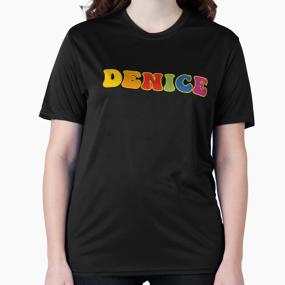 ❤️ Denice Personalized Name Wavy Retro Shirt, Coffee Mug, Sticker Gift by HelixPedia