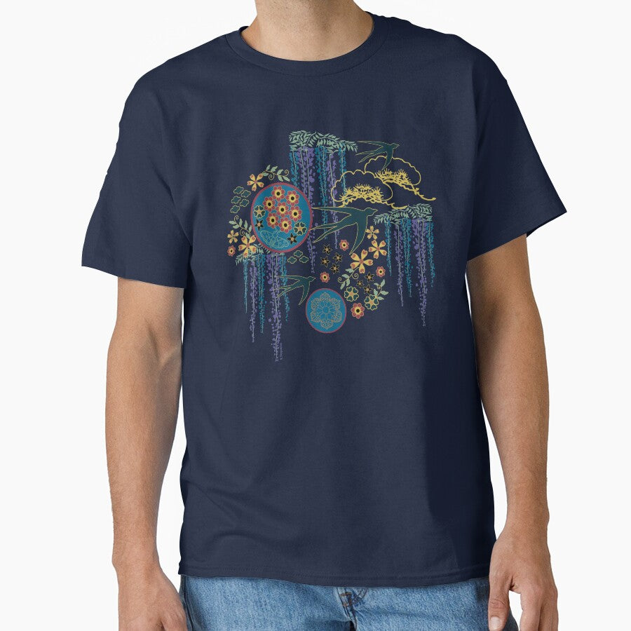 Japanese Garden in Teal Gold Red and Black by vinpauld