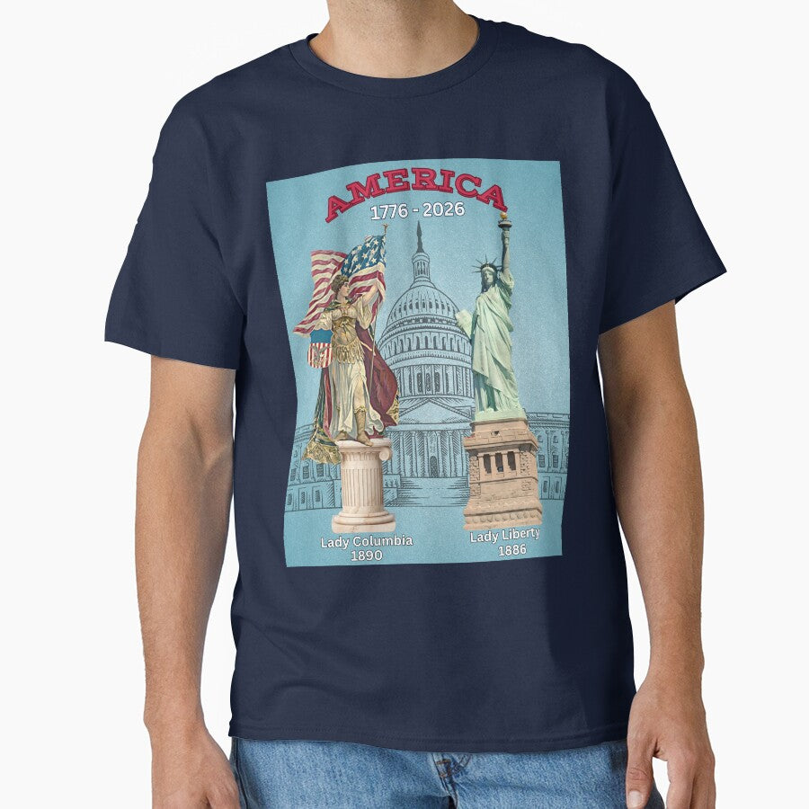 Vintage Patriotic Art Lady Columbia - Lady LIberty 1776 - 2026 by MugsAndDuds