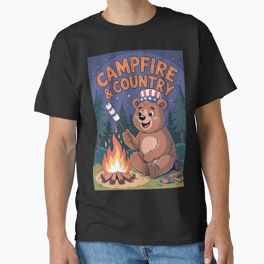 Cute Camping Bear – “Campfire & Country” by OldGloryForge