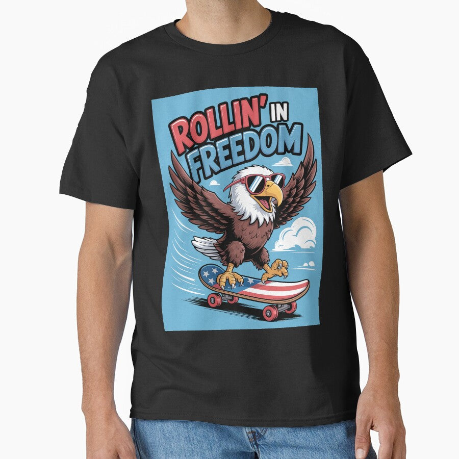 Rollin’ in Freedom – Patriotic Skateboard Eagle by OldGloryForge