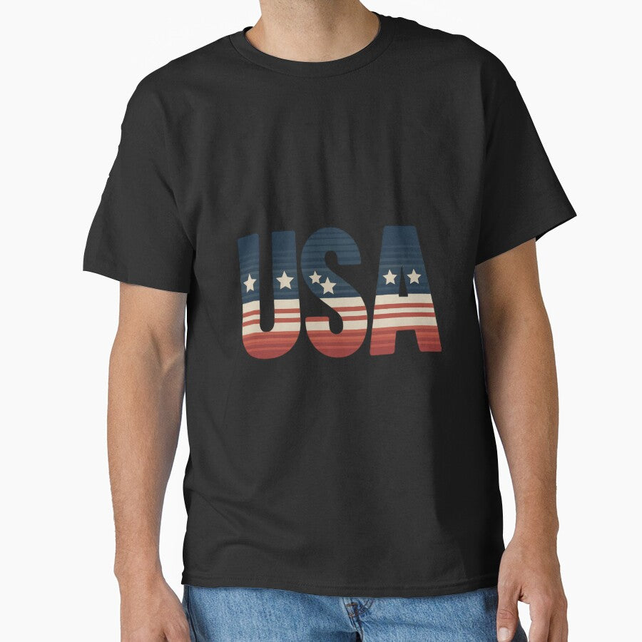 Retro USA Typography Stars and Stripes by OldGloryForge