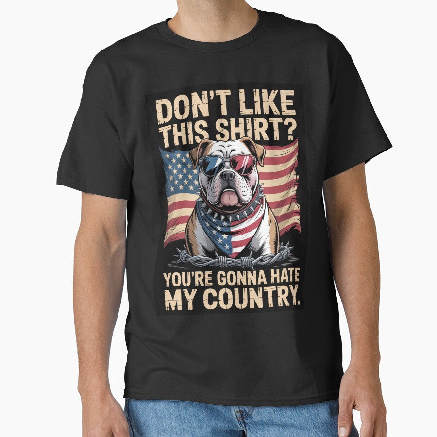 Patriotic Bulldog Vintage American Flag by OldGloryForge