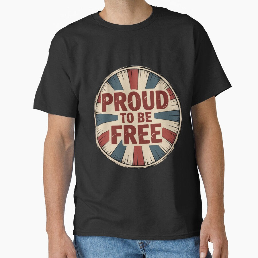 Proud To Be Free Retro Patriotic Sunburst Badge by OldGloryForge