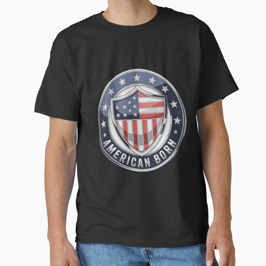 American Born Chrome Shield Patriotic Star Ring Emblem by OldGloryForge