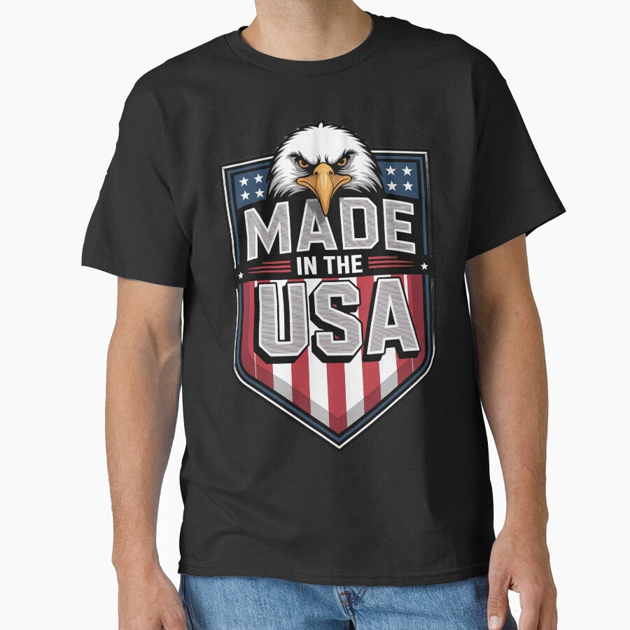 Patriotic Eagle Shield – “Made in the USA” Metallic Emblem by OldGloryForge