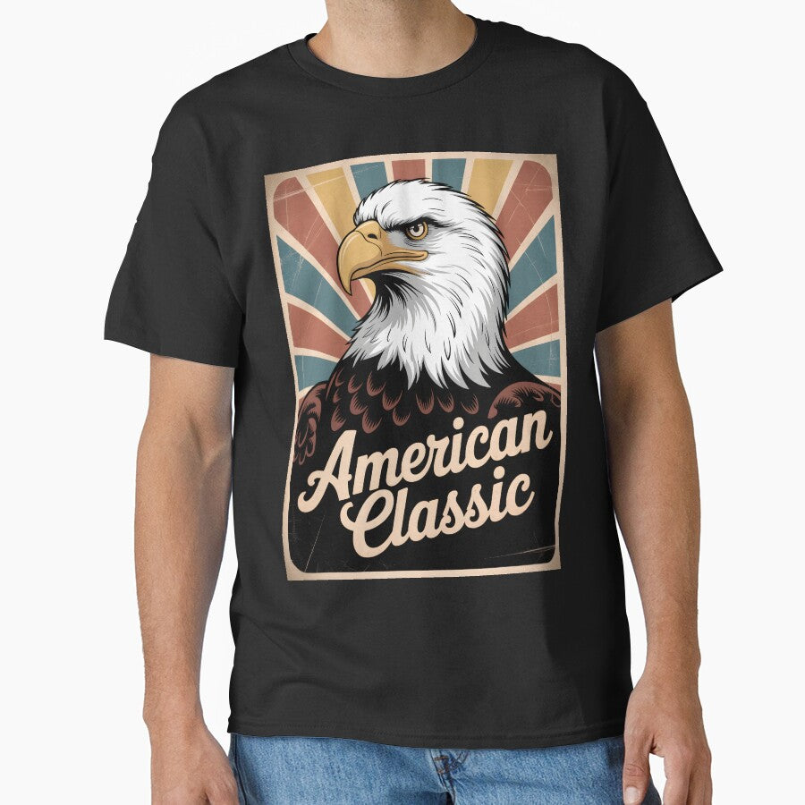 Vintage 1970s Bald Eagle — Retro Americana Sunburst Art by OldGloryForge