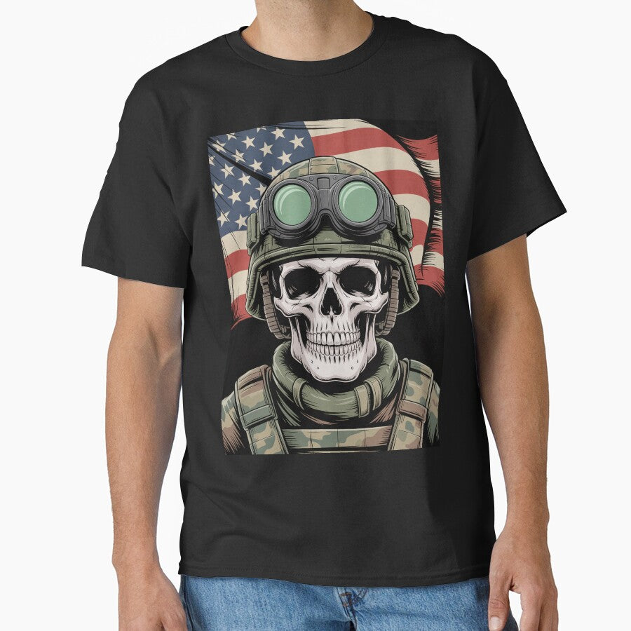 Tactical Skull and Distressed American Flag by OldGloryForge