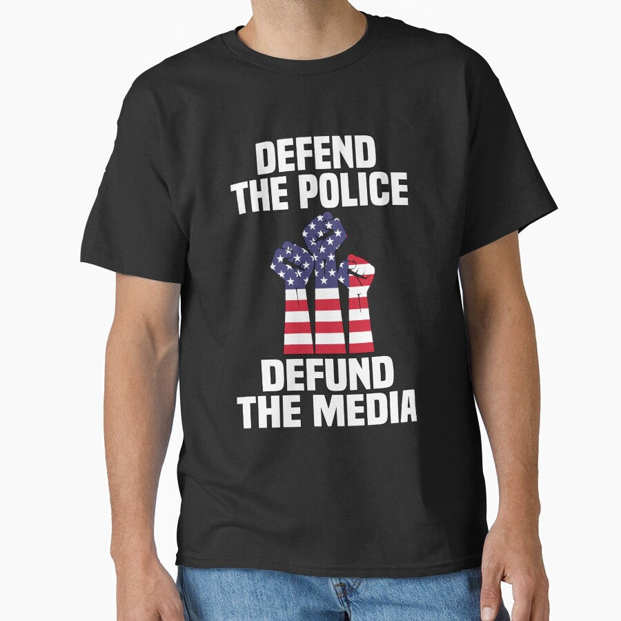 Defend the Police Defund the Media American Flag Fist by Noahlaz