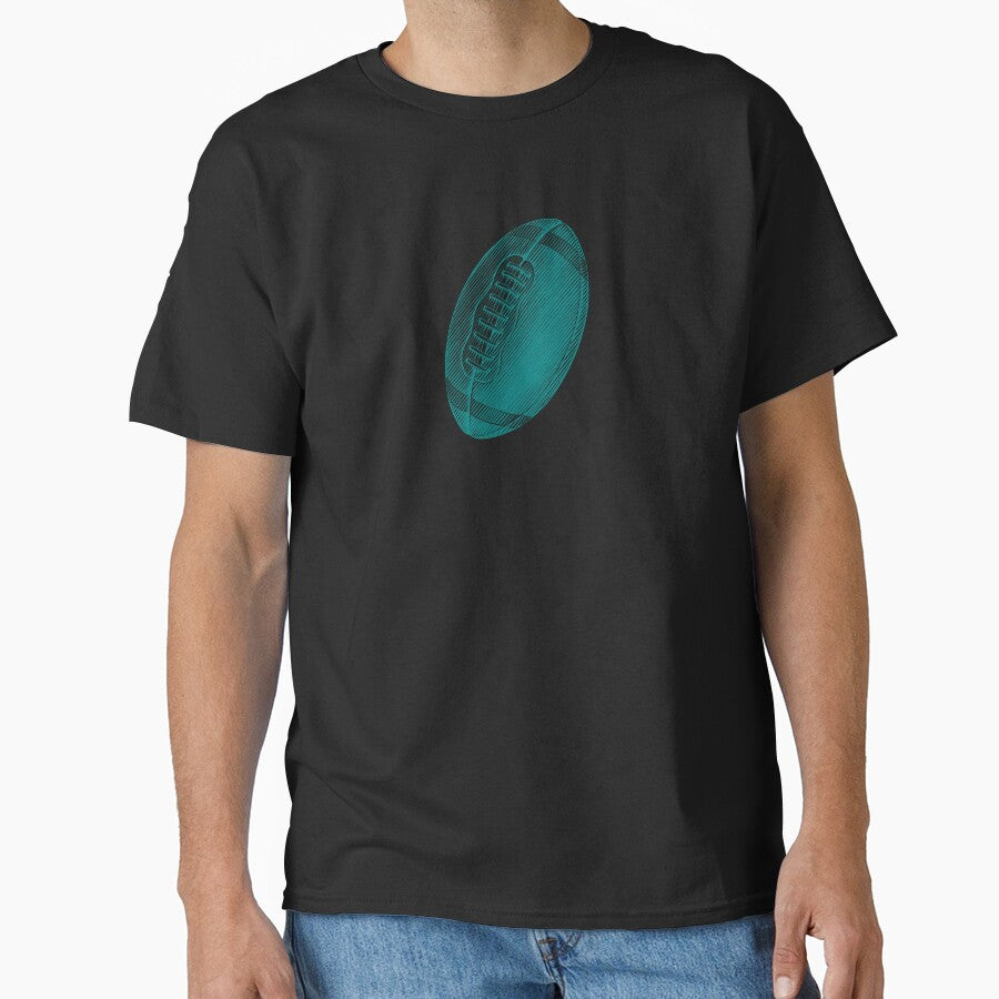 Vintage Teal American Football Line Art by pattern-archive