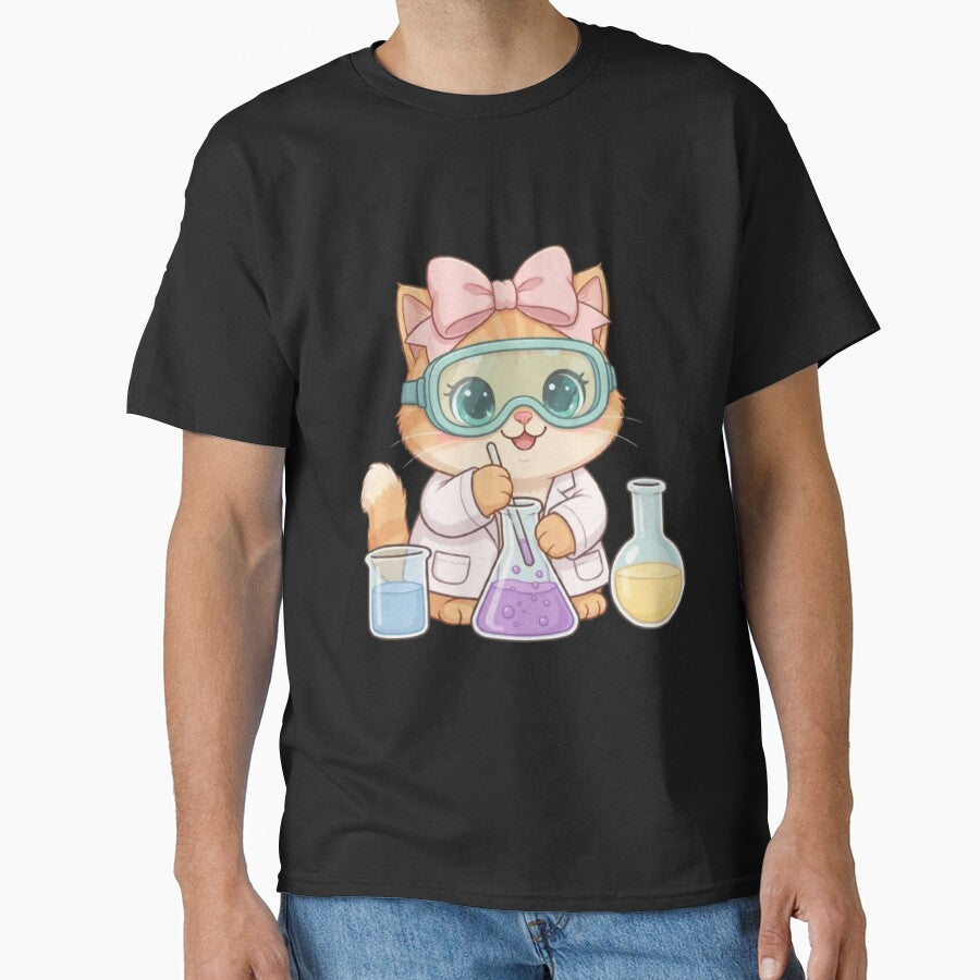 Kawaii Science Cat Girl Doing Chemistry Experiment by Moody Vibes Studio