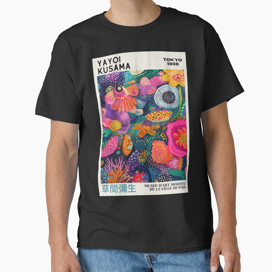 Yayoi Kusama Tokyo 1998 Vibrant Psychedelic Flowers Graphic Tee, Colorful Kusama Botanical Art by Susanspy007