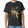 Retro Astronaut Relaxing In Space Vintage Cosmic Chair by Moizento