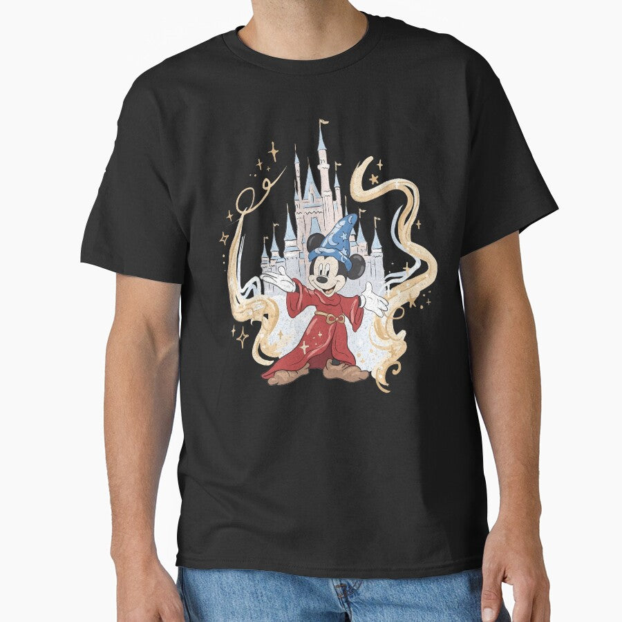 Magic Mouse Wizard Fantasy Castle Illustration Dreamy Theme Park Aesthetic Classic T-Shirt by RRMadeArt