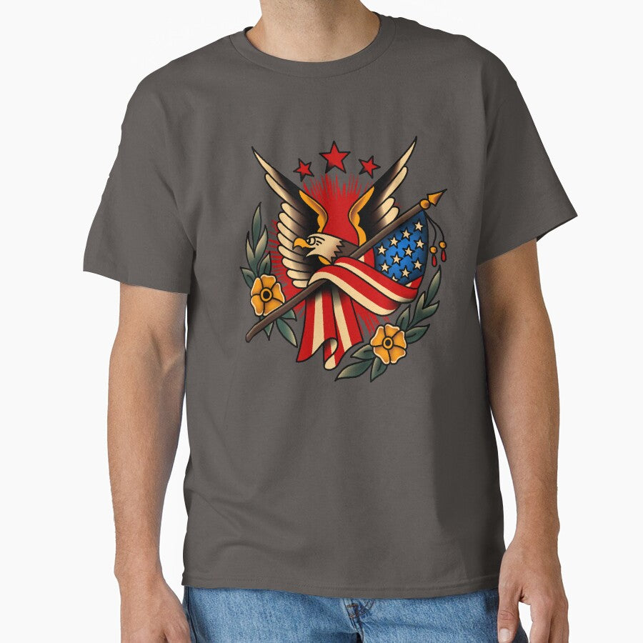 Salty-Dog American Traditional Floral Eagle and Flag Motif by salty-dog