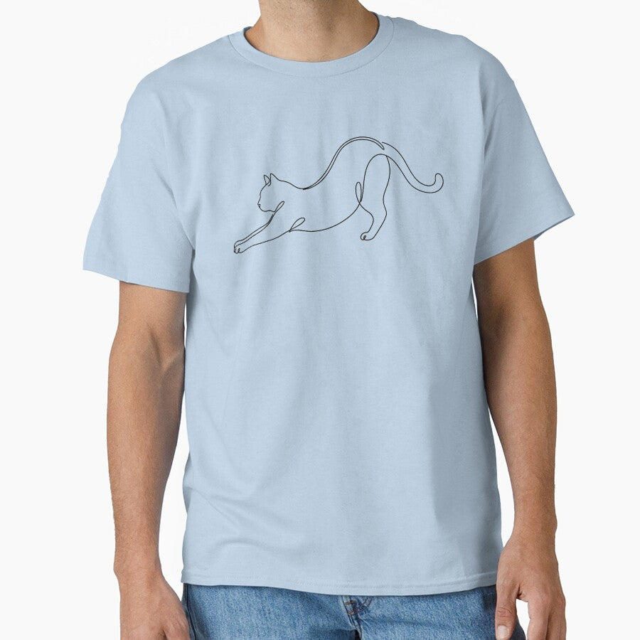 Minimalist Continuous Line Art Stretching Cat by TeNovaStudio