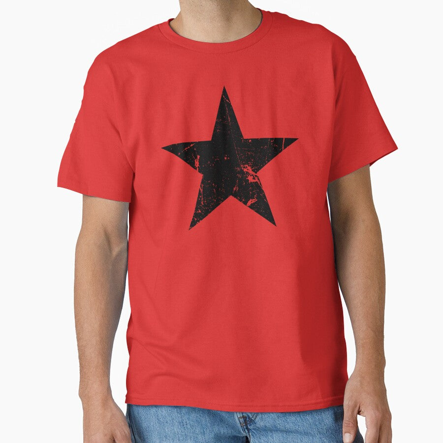 Black Star Distressed Red Background by EddieBalevo