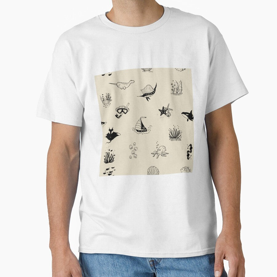 Hand Drawn Sea Life Pattern, Marine Life by Throwtopia