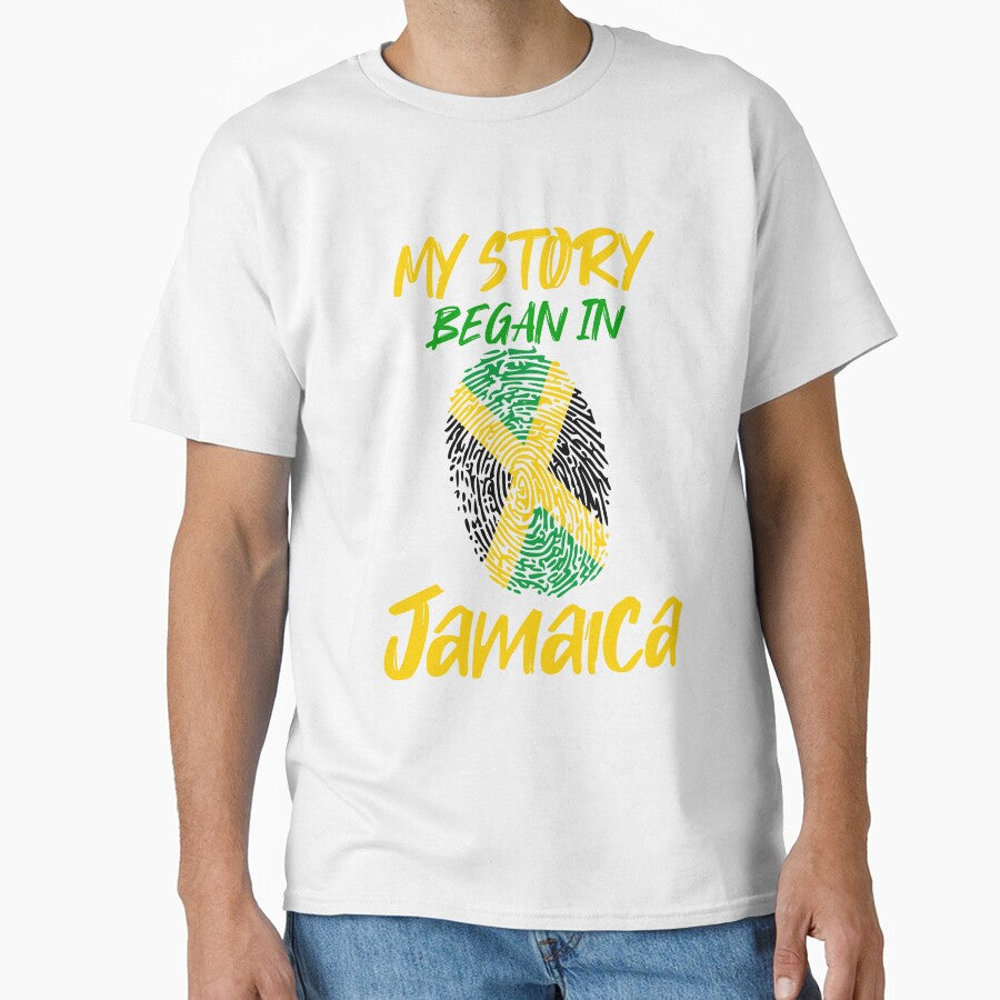My Story Began In Jamaica Fingerprint Jamaican Apparel by DoctorBirdsInk