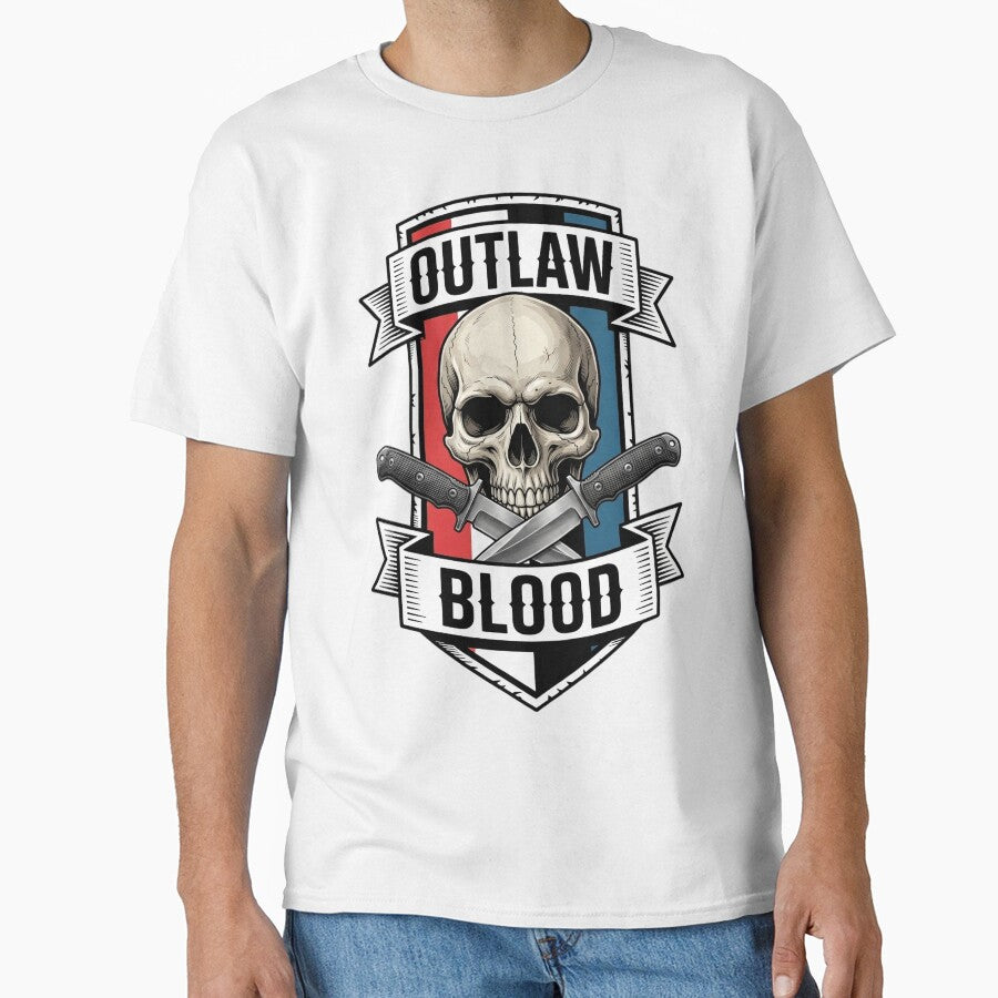 Outlaw Blood Skull & Knives Patriotic Shield by OldGloryForge