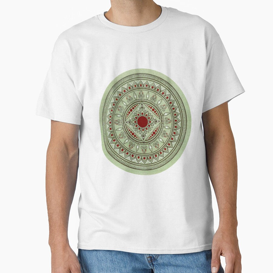 Hand Drawn Green And Red Mandala by Zedart