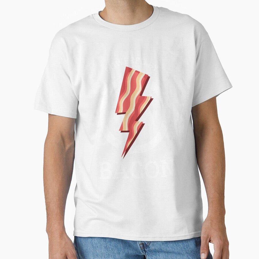 Powered by Bacon T Shirt Funny Food Love Apparel Sarcastic Saying Gift by Dee Lim