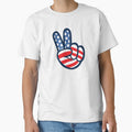Vintage Peace Sign Fingers USA Flag by DetourShirts